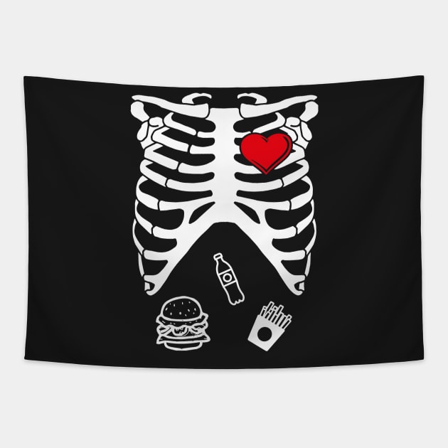 Spooky Skeleton Costume Junk Food Tapestry by SolarFlare
