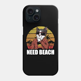 Retro Sunset Beach Cat Phone Case