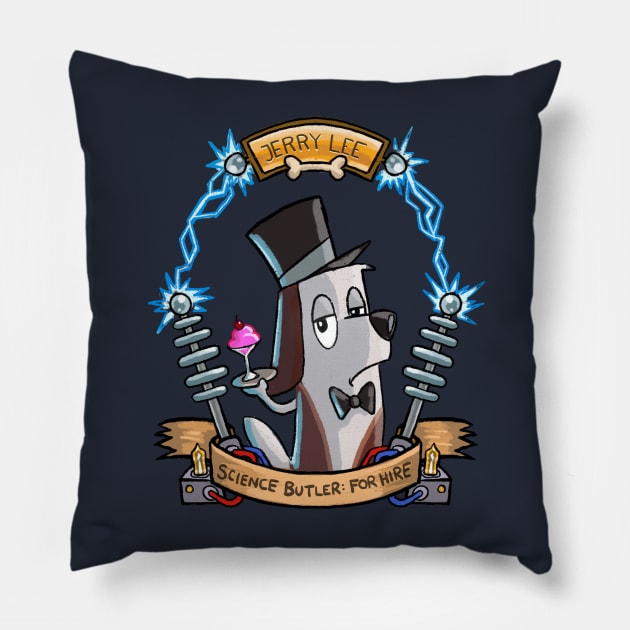 Science Butler For Hire Pillow by Dreamfalling Studios