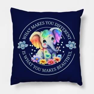 autism awareness day 2023 cute colorful baby elephant Pillow