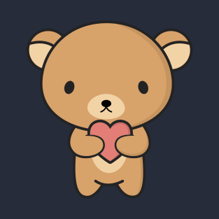 Cute and Kawaii Brown Bear With Heart T-Shirt