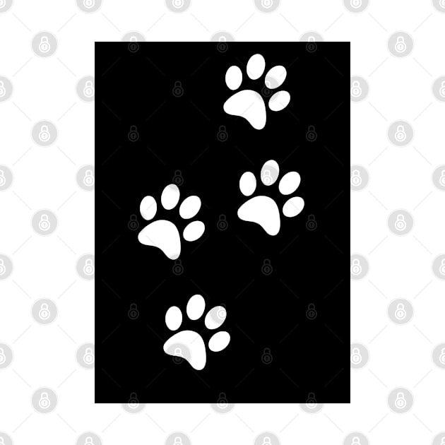 White Paw-prints on a black surface by Blue Butterfly Designs 