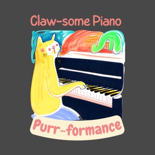 Funny Cat Piano Performance Music T-Shirt