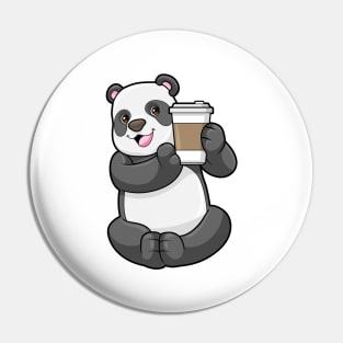 Panda with Coffee to go Pin