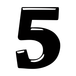 The number 5 in black 3d style font T-Shirt