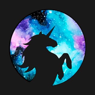 Rearing Galaxy Unicorn Silhouette T-Shirt