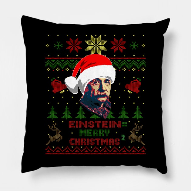 Albert Einstein E=MC2 Christmas Pillow by Nerd_art