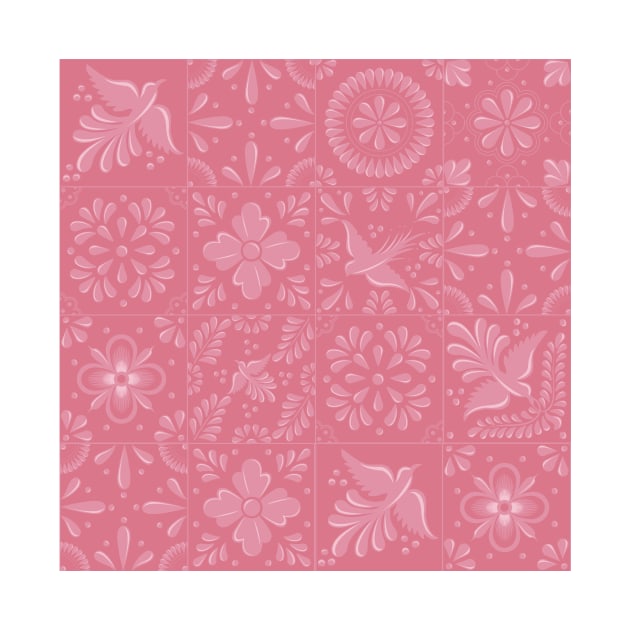 Mexican Light Pink Talavera Tile Pattern by Akbaly by Akbaly