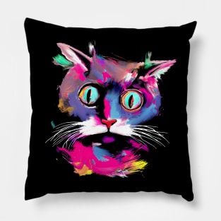 Cat painting, original art Pillow