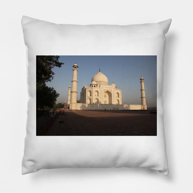 The Taj Mahal as the sun rises. Pillow by JohnDalkin