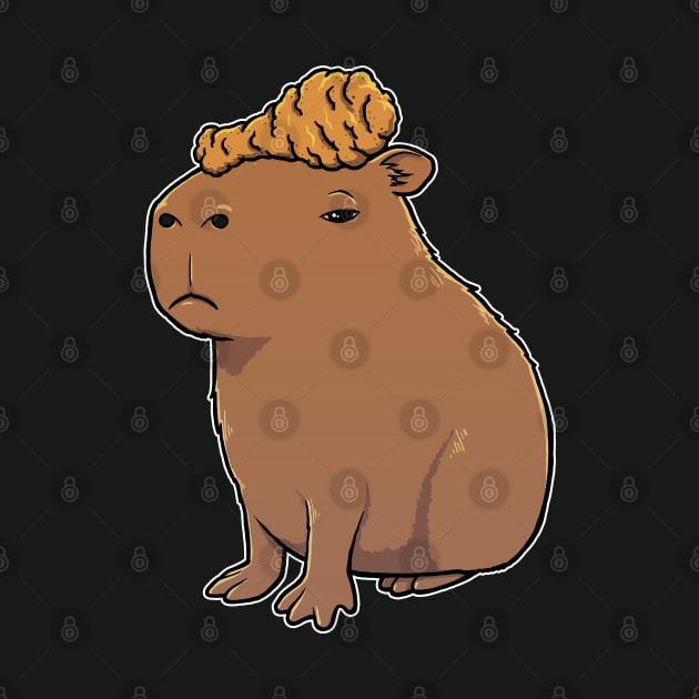 Capybara with Fried Chicken on its head by capydays