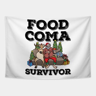 Foodie Gifts Santa Claus Food Coma Funny Christmas Pun Tapestry