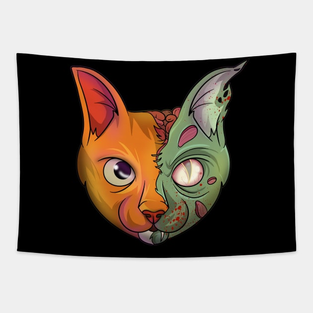 Undead Zombie Cat Tapestry by Trendy Black Sheep