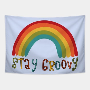 retro rainbow stay groovy Tapestry