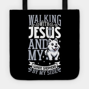 Jesus and dog - White Shepherd Tote