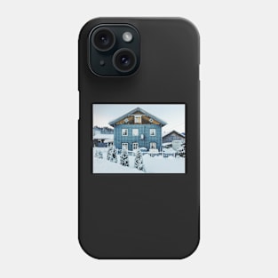 White Christmas - Typical Norwegian Farmhouse With Illuminated Xmas Decoration in Window Phone Case