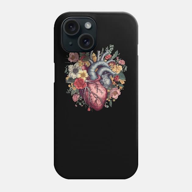 Floral Covered Human Heart, Love Flowers Phone Case by dukito