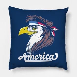 Bald Eagle with a Mullet // Funny America Fourth of July Pillow