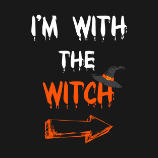 Halloween Shirts For Men I'm With The Witch Funny Halloween T-Shirt T-Shirt