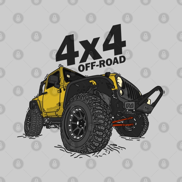 4x4 Off Road Jeep Yellow by 4x4 Sketch