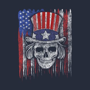 American Flag Uncle Sam Skull Patriotic Design T-Shirt