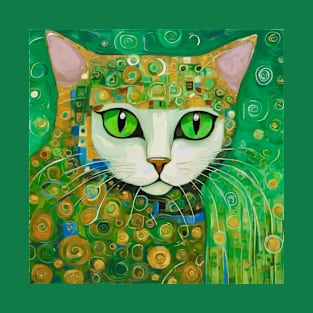 Klimt Cat with Bright Green Eyes T-Shirt