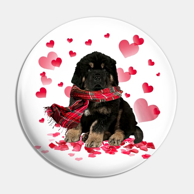 Tibetan Mastiff Hearts Love Happy Valentine's Day Pin by Vintage White Rose Bouquets