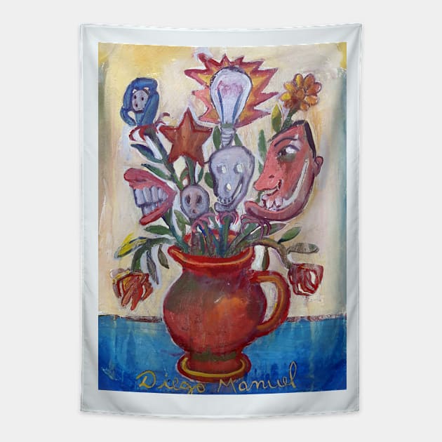 Red vase Tapestry by diegomanuel