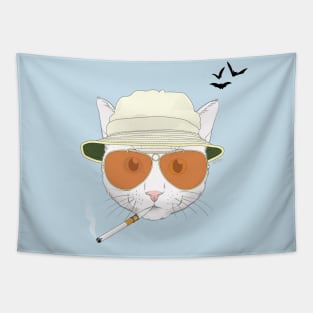 Fear and Loathing Cat - White Tapestry