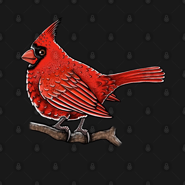 Cute red cardinal bird by Artardishop