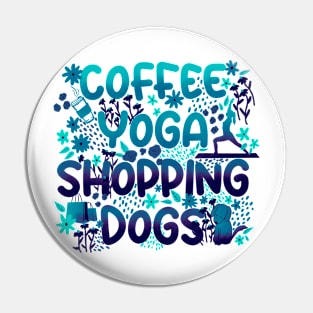 Coffee Yoga Shopping Dogs in Blue Pin