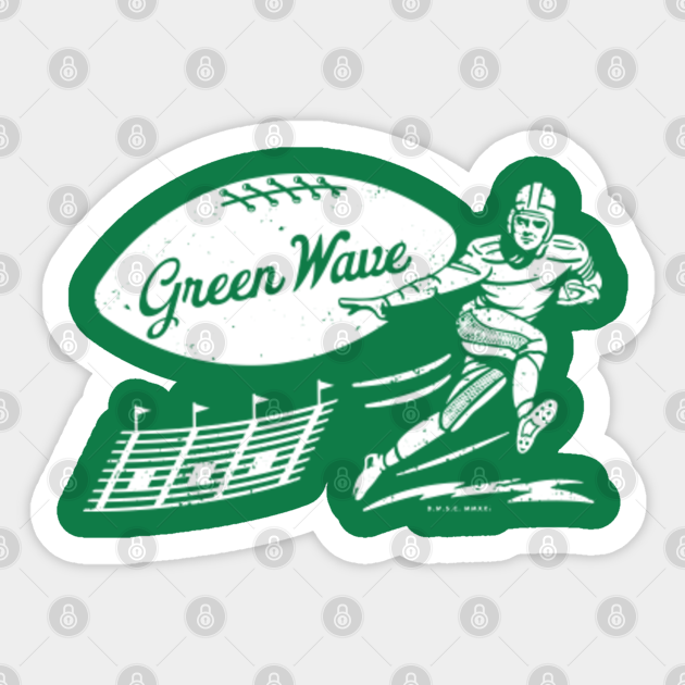 Vintage College Football - Tulane Green Wave (White Green Wave Wordmark) - Tulane - Sticker