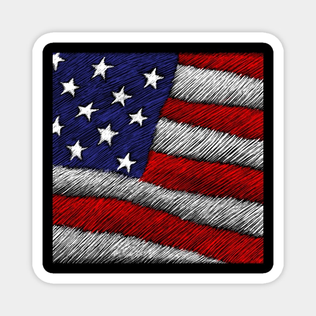 American Flag Fabric Pattern Magnet by aquariart