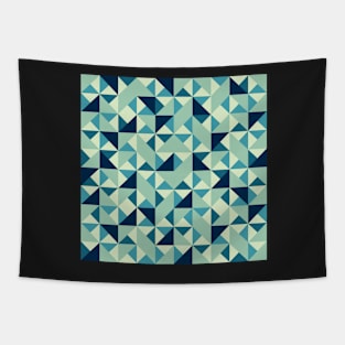 Vintage Geometric Tile Teal Blue White Tapestry