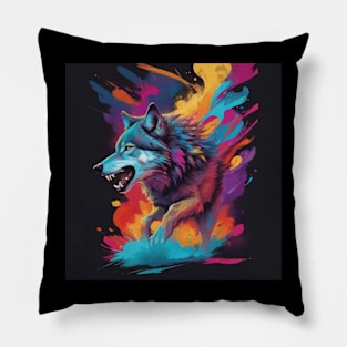 Artistic Wolf Tearing Pillow