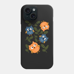 Owl And Pine Tree Pattern On Dark Blue Phone Case