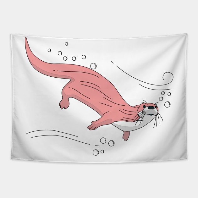 Pink otter Tapestry by Dynamic Design