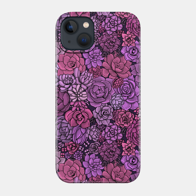 Succulent garden in pink and violet - Succulents - Phone Case