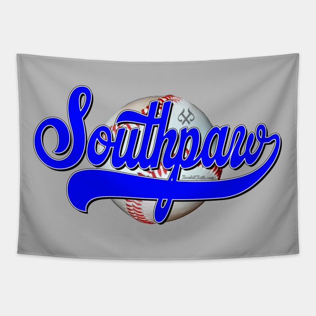 Southpaw Baseball Blue Tapestry by Turnbill Truth Designs