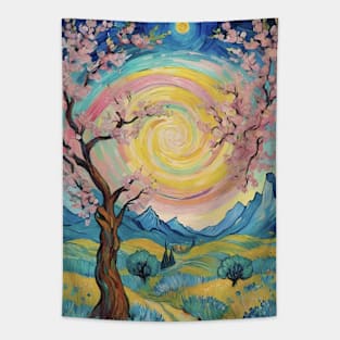 Starry Night Reverie: Van Gogh-Inspired Landscape Tapestry