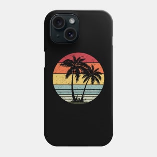 Retro Vintage sunset coco palm tree tropical beach Phone Case