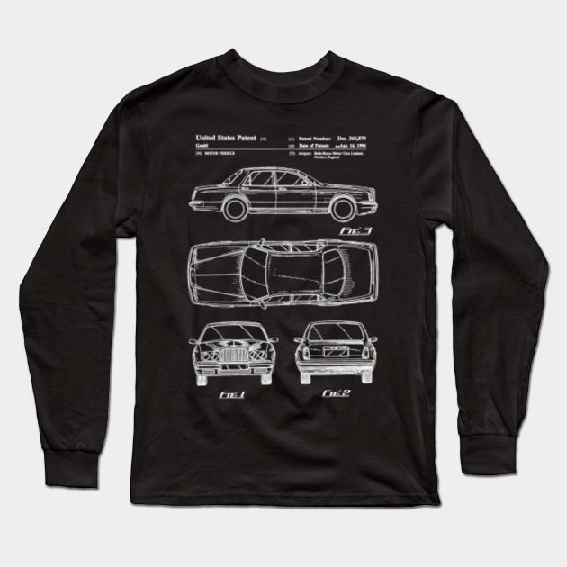 Rolls Royce Motor Vehicle 1996 Patent Print Shirt Classic Rolls Royce Car Blueprint Rolls Royce Luxury Car Rolls