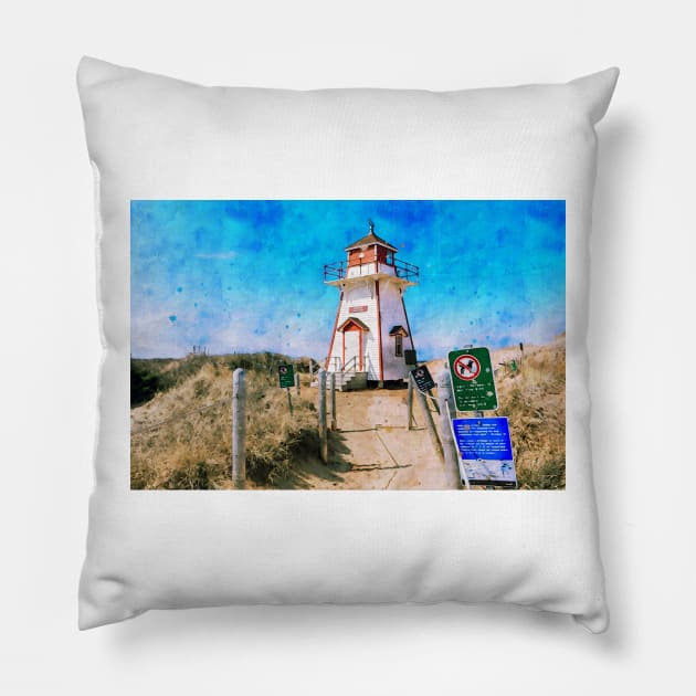 Covehead Lighthouse PEI 15 Pillow by Robert Alsop