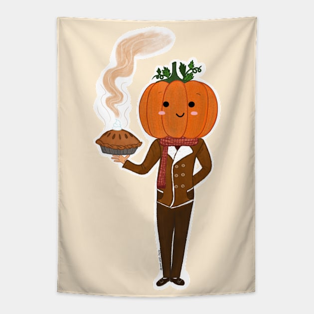 Mr. Pumpkin head sticker Tapestry by SanMade