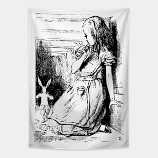 Alice in Wonderland | Giant Alice Watches Rabbit Run Away | Vintage Alice | Tapestry