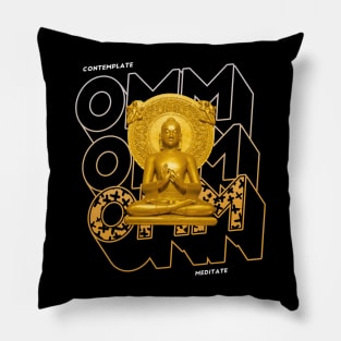 Golden Buddha Meditate Spiritual Teacher Pillow