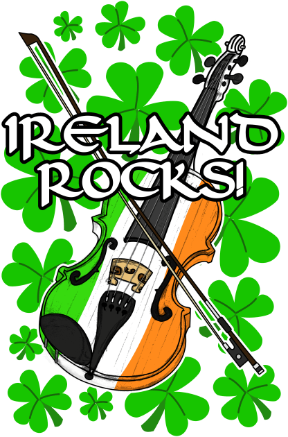 Ireland Rocks Fiddle Irish Flag St Patrick's Day Kids T-Shirt by doodlerob