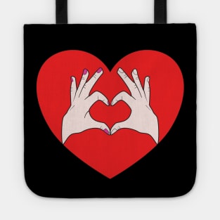 Hands Making Heart Shape Love Sign Language Valentine's Day Tote