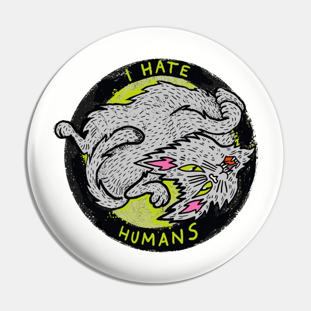 Stray Cat I Hate Humans slogan Pisittu Aresti - by Miskel Design Pin by miskel