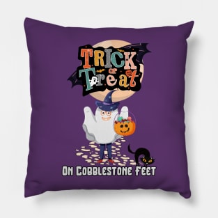 Spooky Nights: Trick or Treat on Cobblestone Feet Pillow